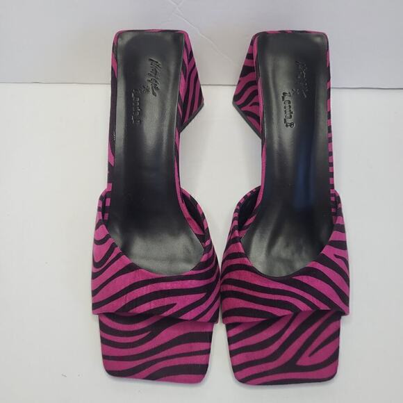NASTY GAL x z_code_z Zebra Print Flared Heel Mules Size 5 - Picture 3 of 6